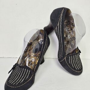 Ruby Shoo Flora Louis Grey Court Shoe French Heel Sz 9 Retro Vegan